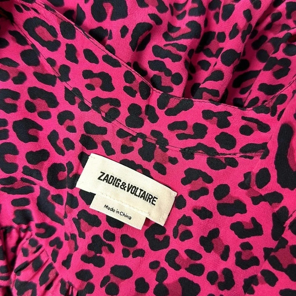 Zadig And Voltaire Reveal Mini Dress Leopard Animal Print Pink Black Size Small - Picture 11 of 13